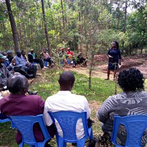 Emmaus Self Help Group in Chemagel Ward in Sotik Sub-county during a sensitization meeting ahead of implementation of FLLoCA funded fish farming in a bid to mitigate climate change