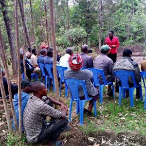 Emmaus Self Help Group in Chemagel Ward in Sotik Sub-county during a sensitization meeting ahead of implementation of FLLoCA funded fish farming in a bid to mitigate climate change