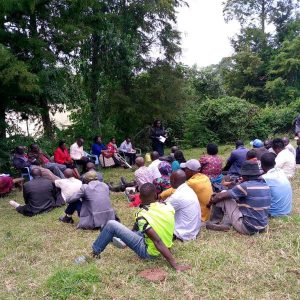 Emmaus Self Help Group in Chemagel Ward in Sotik Sub-county during a sensitization meeting ahead of implementation of FLLoCA funded fish farming in a bid to mitigate climate change,