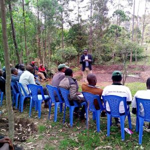 Emmaus Self Help Group in Chemagel Ward in Sotik Sub-county during a sensitization meeting ahead of implementation of FLLoCA funded fish farming in a bid to mitigate climate change.
