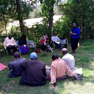 Emmaus Self Help Group in Chemagel Ward in Sotik Sub-county during a sensitization meeting ahead of implementation of FLLoCA funded fish farming in a bid to mitigate climate change